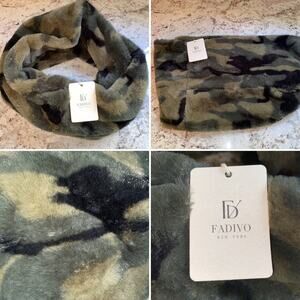 NEW FADIVO green camo faux fur neck infinity wrap scarf NWT